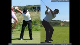 Jon Rahm golf swing  Long Iron faceon amp downtheline July 2017 [upl. by Eimile]