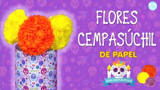 Como hacer Flores de Cempasúchil con Papel china o crepé 🏵  Día de muertos🕯 Partypop DIY🎉 [upl. by Rena]