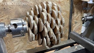 Woodturning a bowl made from slices of wood 😳 [upl. by Barbuto987]