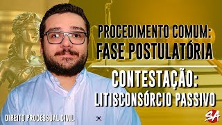 CONTESTAÇÃO  LITISCONSÓRCIO PASSIVO  PROCEDIMENTO COMUM FASE POSTULATÓRIA  AULA 23 [upl. by Elolcin]