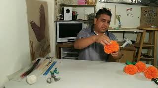 Tutorial cómo hacer Flores de cempasúchil de papel China [upl. by Drofxer]