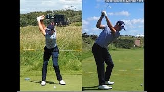 Justin Thomas golf swing  Long Iron faceon amp downtheline July 2017 [upl. by Barnet]