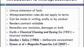 Misrepresentation Lecture 1 of 4 [upl. by Monafo806]